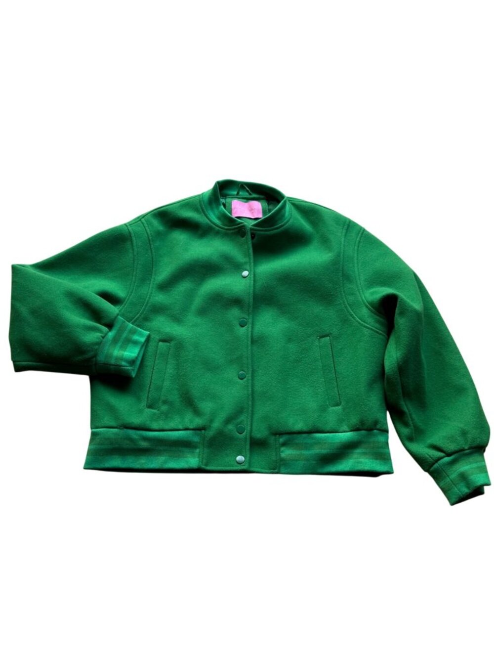Azalea Wang Women's Bomber Jacket 1X Davis Varsity Crop Snap Front Felted Knit